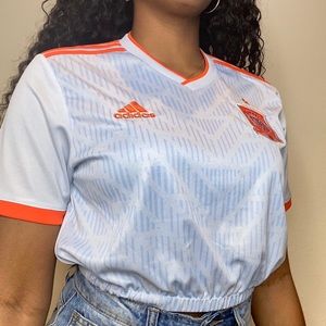 Custom Adidas Soccer Jersey - Light Blue, Orange